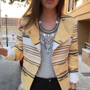 Zara Basics l Aztec Yellow Black Gray Biaz Lapel Blazer Jacket Sz. M